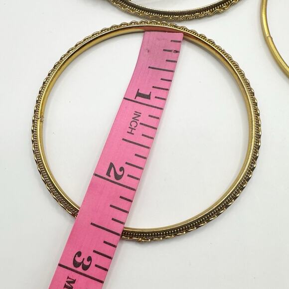 Brass Gold Stackable Bangle Bracelets Set of 5 Ethnic Unbranded Costume Jewelry - Picture 6 of 8